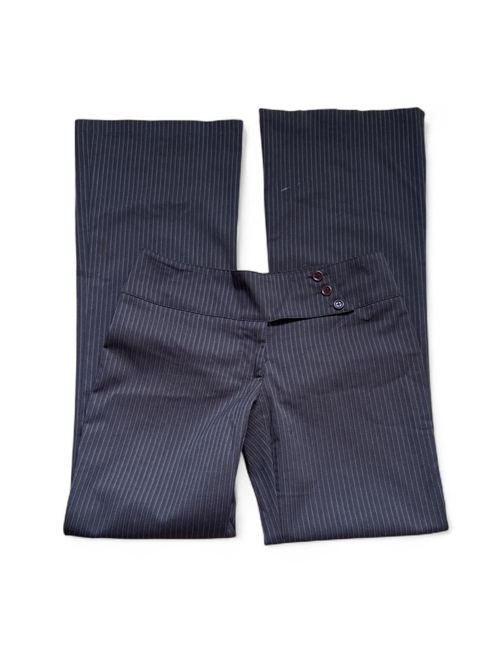 Vintage Y2K Klass Brown Pinstripe Low Rise Flare Trousers Office Siren Medium